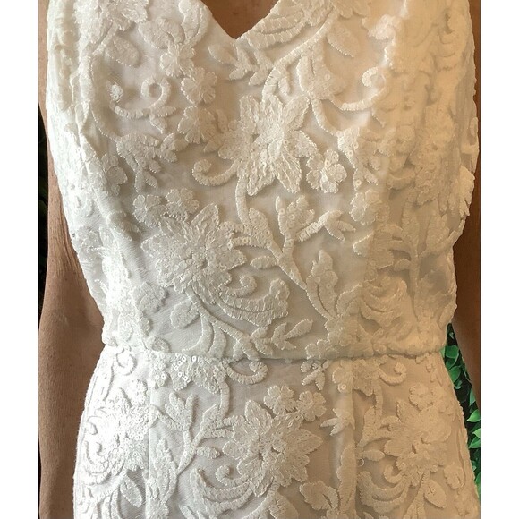 ๐ฐ New LM Designs White Sequin Damask Dress โ Size 4 - Picture 3 of 7